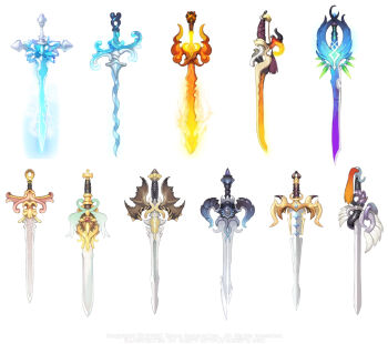 aqua_wings artist_name black_horns black_wings blue_horns caesty commentary_request company_name copyright_notice crystal_sword dated_commentary english_text fire flaming_sword flaming_weapon horns korean_commentary nexon object_focus official_art production_art reference_sheet simple_background sword sword_tassel tales_weaver tassel two-tone_wings watermark weapon weapon_focus web_address white_background white_wings winged_sword wings