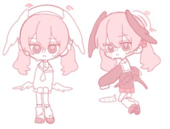 beret black_wings blue_archive chibi halo hat head_wings koharu_(blue_archive) leg_warmers low_wings nagakiras2 nervous_sweating pink_eyes pink_hair red_halo sweat winged_halo winged_hat wings