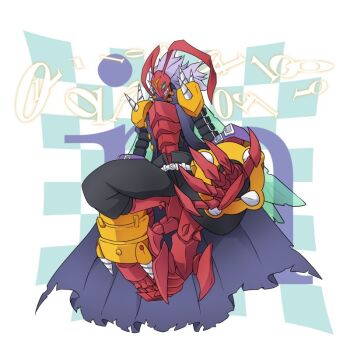 Rule 34 | arthropod boy, banchostingmon, banchou, coat, coat on shoulders, delinquent, digimon, digimon (creature), drill, spikes, wings