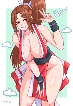 1girl breasts fatal_fury large_breasts long_hair shiranui_mai smile