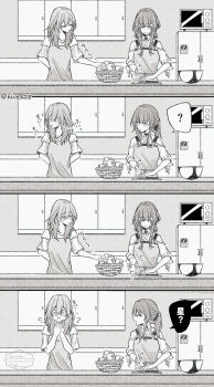 2girls 4koma chocolate comic greyscale highres hive328 honkai:_star_rail honkai_(series) kafka_(honkai:_star_rail) microwave monochrome multiple_girls stelle_(honkai:_star_rail) trailblazer_(honkai:_star_rail)