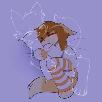 1boy 1girl animated bed_sheet biankers furry furry_female furry_male hugging_object looping_animation original pillow pillow_hug spirit tagme video