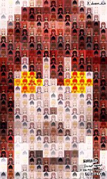 angel_devil_(chainsaw_man) black_hair blonde_hair chainsaw_man demon_girl demon_horns denji_(chainsaw_man) doeun_o_o hair_between_eyes halo hayakawa_aki highres horns long_hair makima_(chainsaw_man) power_(chainsaw_man) red_hair red_horns short_hair topknot twitter_username yellow_halo