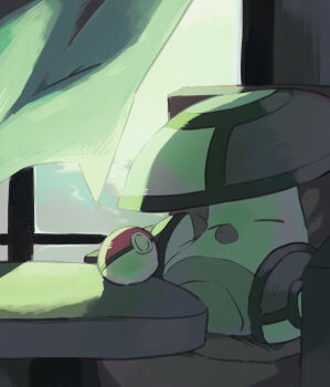 73sitimi amoonguss closed_eyes commentary_request curtains gen_5_pokemon highres indoors nintendo no_humans poke_ball poke_ball_(basic) pokemon pokemon_(creature) pokemon_focus sleeping solo table
