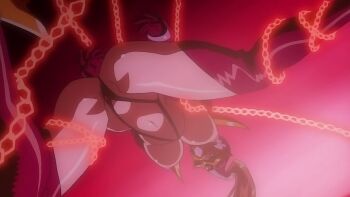 angel_blade angel_blade_punish angel_ender armor ass bikini_armor bound bound_arms bound_legs breasts captured chain chained covered_eyes helmet helmet_over_eyes large_breasts legs_apart nipples oobari_masami ponytail purple_background resized restrained thighhighs upscaled visor_(armor)
