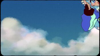 2025 2girls animated black_gloves black_shorts blue_eyes blue_hair blue_sky cloud fang fingerless_gloves gloves hasu heart heterochromia hololive houshou_marine kobo_kanaeru long_hair midriff multiple_girls navel one_eye_closed red_hair shorts sky sparkle tagme twintails v video virtual_youtuber yellow_eyes