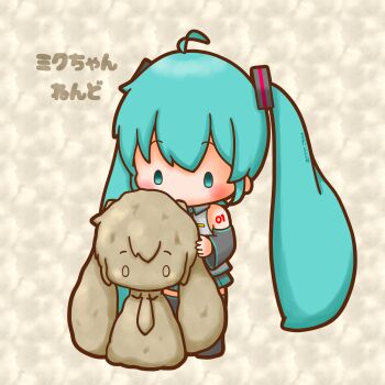 1girl absurdres ahoge aqua_eyes aqua_hair chibi chibi_only clay figure full_body hatsune_miku highres long_hair sh1n_chan solo standing twintails vocaloid