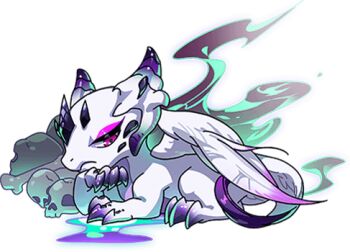 bone dragon dragon_village_(series) dragon_village_collection feathered_wings game_cg hand_on_own_chin head_rest hela_(conquerer)_(dragon_village) hela_(dragon_village) looking_at_viewer lowres no_humans official_art pink_eyes skull third-party_source transparent_background wings