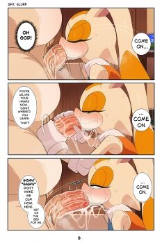 1boy 1girl absurdres age_difference animal_ears apathynsfw comic cream_the_rabbit english_text erection fellatio furry grandfather_and_granddaughter hereapathy highres incest loli oral penis rabbit_ears sega sonic_(series) testicles