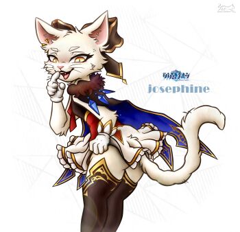 1girl black_boots boots cat_girl furry furry_female gloves grimms_notes josephine_(grimms_notes) nightfury2020 skirt solo tail white_gloves yellow_eyes