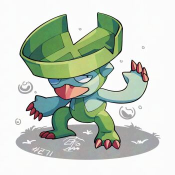 bubble gen_3_pokemon lombre looking_to_the_side mistray-art nintendo no_humans numbered pokemon pokemon_(creature) simple_background solo white_background