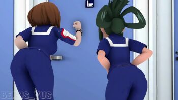 3d animated ashido_mina ass ass_focus asui_tsuyu bad_tag bare_legs beans_yus black_sclera boku_no_hero_academia bottomless colored_sclera colored_skin curly_hair defecating dirty_ass fart female gassy gassy_female gree_hair gyaru horns huge_ass messy_hair pink_hair pink_skin sitting smell smelly smelly_anus tagme toilet toilet_use tsuyu_asui uraraka_ochako video yellow_eyes