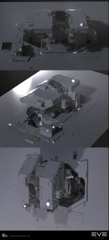 3d absurdres building commentary company_logo company_name concept_art copyright_logo copyright_name dated english_commentary eve_online glowing greyscale highres keyshot_(medium) logo machine maya_(medium) monochrome official_art photoshop_(medium) radar radio_antenna realistic science_fiction sobaku-chiuchiu spacecraft spacecraft_turret upwell_consortium_(eve_online)