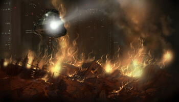 aircraft aircraft_artillery akasaai artillery building city collateral_damage commentary_request destruction energy_cannon energy_weapon fire godzilla_(series) gunship japan_air_self-defense_force japan_self-defense_force laser_cannon mecha military military_vehicle missile_pod robot rocket_launcher ruins smoke spotlight super_x the_return_of_godzilla vtol war weapon