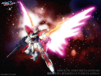 3d beam_rifle energy_gun energy_wings flying gun gundam ladav01 mecha no_humans robot space turn_delta_gundam weapon