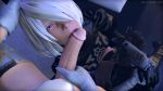 1futa 1girl 2b_(nier:automata) 3d android animated black_footwear blue_eyes boots commander_(nier:automata) dress esk fellatio female_pov futa_with_female futanari gloves hand_on_another's_head head_grab large_penis leotard looking_at_viewer multiple_girls nier:automata nier_(series) oral parted_lips penis pov rubbing short_hair source_filmmaker_(medium) video white_gloves white_hair