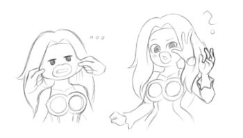 ... 1girl ? ayu_draws disembodied_hand dress fakemon gen_1_pokemon greyscale hand_on_another's_cheek hand_on_another's_face hand_up jitome jynx long_hair long_sleeves monochrome multiple_views nintendo pokemon sketch thick_lips white_background