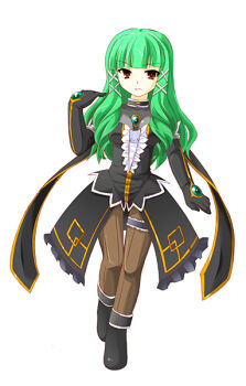 Rule 34 | artist request, dress, emeraude (tales of graces), green hair, hair ornament, long hair, tales of (series), tales of graces
