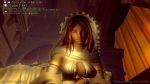3d animated bracelet breast_rest breasts brown_hair cleavage dark_skin dark_souls_(series) dark_souls_i from_below jewelry jiggle large_breasts long_hair lying queen_of_sunlight_gwynevere smile veil video