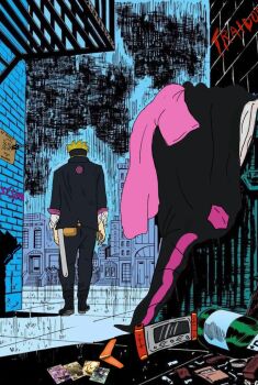 blonde_hair boruto:_naruto_next_generations boruto_uzumaki city comic_panel_redraw curi_(meme) derivative_work from_behind jacket marvel naruto_(series) rain road spider-man_(series) street sword tagme weapon