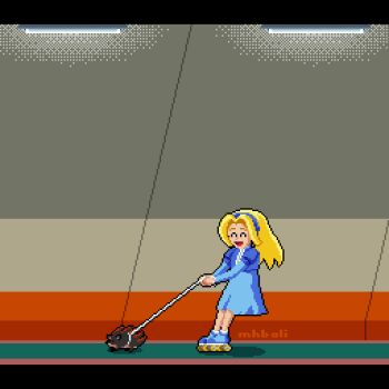 1girl ^_^ animal animalization animated animated_gif blonde_hair blue_boots blue_dress blue_hairband boots closed_eyes dress full_body hairband happy hedgehog leash looping_animation maria_robotnik mohammed_bali pixel_art roller_skates shadow_the_hedgehog skates smile sonic_(live_action) sonic_(series) sonic_the_hedgehog_3_(movie)