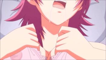 10s 1girl animated animated_gif bad_tag bouncing_breasts breasts censored covered_erect_nipples female female_focus honjou_karen huge_breasts mahou_shoujo_erena nipples pink_hair saliva screencap subtitled torn_clothes undressing