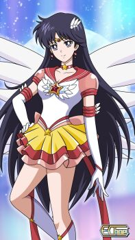 1girl adult_swim angel_wings bishoujo_senshi_sailor_moon bishoujo_senshi_sailor_moon_r bishoujo_senshi_sailor_moon_r:_the_movie bishoujo_senshi_sailor_moon_s bishoujo_senshi_sailor_moon_s:_the_movie bishoujo_senshi_sailor_moon_s_the_movie:_kaguya-hime_no_koibito bishoujo_senshi_sailor_moon_supers bishoujo_senshi_sailor_moon_supers:_the_movie bishoujo_senshi_sailor_moon_supers_the_movie:_sailor_9_senshi_shuuketsu!_black_dream_hole_no_kiseki black_hair e.choe_(artist) eternal_sailor_mars highres hino_rei purple_eyes sailor_mars sailor_senshi_uniform solo super_sailor_mars super_sailor_mars_(stars) toei_company toonami wings