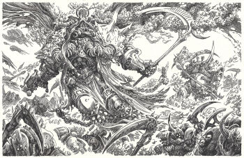 2024 6+boys adeptus_astartes armor armored_gloves artist_name incense_burner chain chaos_(warhammer) chaos_space_marine cloak commentary daemon_prince death_guard decay demon_horns demon_primarch english_commentary extra_eyes fake_horns greaves greyscale gun helmet highres holding holding_gun holding_scythe holding_weapon hood hooded_cloak horned_helmet horns long_tongue male_focus mask monochrome mortarion mrdearmas multiple_boys nurgle_(symbol) pauldrons pelvic_curtain power_armor primarch respirator scythe shoulder_armor silence_(weapon) skull_belt skull_ornament smoke spacecraft spiked_armor spiked_hood spikes terminator_armor tongue torn_cloak torn_clothes tube typhus_(warhammer) valve warhammer_40k weapon