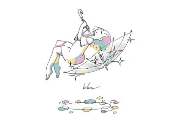 Rule 34 | 1girl, absurdres, barefoot, closed eyes, commentary, from side, full body, highres, holding, holding umbrella, kaduise, original, oversized clothes, oversized shirt, shirt, short sleeves, signature, simple background, sparkle, umbrella, white background