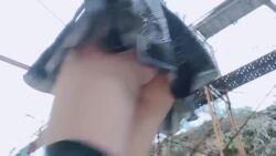 1girl 2b_(nier:automata) 2b_(nier:automata)_(cosplay) animated ass black_boots black_hairband black_thighhighs blindfold boots calpas_oishiiii cosplay day female_focus from_below hairband head_out_of_frame high_heel_boots high_heels lower_body nier:automata nier_(series) outdoors panties photo_(medium) real_life short_hair skirt solo square_enix tagme thighhighs thighs underwear upskirt video voyeur_pov walking white_hair white_panties