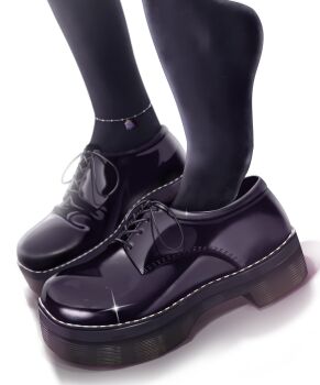 1girl absurdres black_shoes black_socks character_charm charm_(object) commentary english_commentary feet_only footwear_focus highres hololive hololive_english luke_s_(artist) ninomae_ina'nis ninomae_ina'nis_(school_uniform) shoes simple_background socks solo takodachi_(ninomae_ina'nis) virtual_youtuber white_background