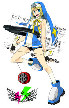 Image featuring 1boy, ankle_boots, arms_at_sides, barcode, bare_shoulders, bike_shorts, black_gloves, blonde_hair - Gelbooru post #13860528