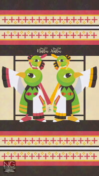 alternate_color animal_focus beak bird evolutionary_line gen_2_pokemon highres meme_(sleepsheep) natu nintendo no_humans on_head pokemon pokemon_(creature) pokemon_focus pokemon_on_head shiny_pokemon talons wings xatu