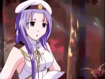 2girls :o animated animated_gif anime_screenshot beret biting blue_eyes blue_hair braid breast_biting breasts gloves hat honda_sarasa hug lime-iro_senkitan long_hair lowres motion_blur multiple_girls open_mouth qvga red_hair sanada_momen shirt short_hair single_braid sleeveless sleeveless_shirt small_breasts subtitled surprised turtleneck uniform very_long_hair what