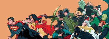 5girls 6+boys alien amazon_warrior apollo armor arrow_(projectile) batman batman_(series) belt black_canary black_gloves black_hair blonde_hair bodysuit bow_(weapon) bracer brothers bruce_wayne cape clenched_hand coat colored_skin couple courtney_whitmore crop_top crossbow dc_comics dick_grayson domino_mask elbow_gloves emblem escrima_stick eye_mask facial_hair family father_and_son fedora fighting_stance fishnets flash_(series) flying gauntlets gloves goatee green_arrow green_arrow_(series) green_lantern green_lantern_(series) green_shirt green_skin guy_gardner hat helena_bertinelli helmet high_heels hood huntress_(dc) jacket jewelry justice_league kryptonian kyle_rayner lasso leather leather_jacket leotard lightning_bolt_symbol long_sleeves martian_manhunter mask midnighter multiple_boys multiple_girls nightwing oliver_queen orange_hair popped_collar red_eyes red_gloves ring robin_(dc) rope running s.t.r.i.p.e. s_shield shirt shorts siblings simple_background sleeveless smile star_(symbol) stargirl strapless stripe superman superman_(series) the_flash the_question tiara tim_drake top_hat trench_coat vest weapon white_gloves wonder_woman wonder_woman_(series) zatanna_zatara
