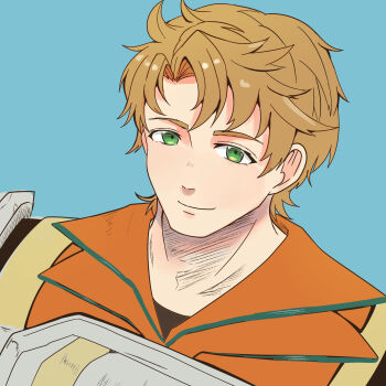 1boy boucheron_(fire_emblem) brown_hair closed_mouth fire_emblem fire_emblem_engage green_eyes green_trim grey_armor highres looking_at_viewer male_focus nintendo portrait solo tochiryo