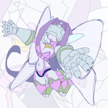Rule 34 | 1girl, absurdres, artist request, crossover, digimon, digimon frontier, fairimon, fairy wings, female focus, gynoid, highres, medarot, medarot (robot), no mouth, robot, robot girl, solo, tagme, wings