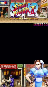 1990s_(style) animated bengus bent_over capcom china_dress chinese_clothes chun-li double_bun dress eyepatch fighting fighting_game fighting_stance hair_bun height_difference kicking kikouken muscular muscular_male punching retro_artstyle sagat scar street_fighter street_fighter_ii_(series) super_street_fighter_ii tagme thick_thighs thighs video