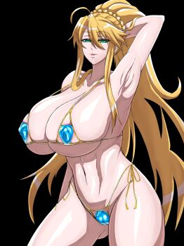 Rule 34 | artoria pendragon (fate), artoria pendragon (swimsuit ruler) (fate), blonde hair, breasts, fate/grand order, fate (series), highres, huge breasts, ierouyellow, long hair, smile, solo