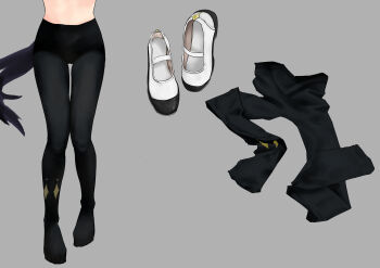 1girl absurdres black_pantyhose grey_background highres horse_girl horse_tail lower_body manhattan_cafe_(umamusume) pantyhose shoes simple_background solo tail umamusume unworn_pantyhose unworn_shoes user_fykj8452 white_shoes