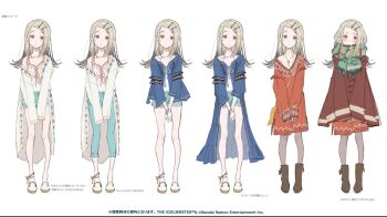 1girl anklet blonde_hair blue_pants blue_robe blue_shorts blush boots bracelet brown_boots collarbone colored_eyelashes commentary_request copyright_name denim denim_shorts dress enpera expressionless frills full_body gakuen_idolmaster gradient_hair grey_pantyhose hair_ornament hairclip highres idolmaster jeans jewelry layered_clothes legs long_sleeves looking_at_viewer lowleg lowleg_shorts multicolored_hair multiple_views official_alternate_costume official_art open_clothes open_robe orange_eyes orange_sweater own_hands_together pants pantyhose parallel_hairclips poncho red_sweater reference_sheet robe scarf shinosawa_hiro shoes shorts sleeves_past_fingers sleeves_past_wrists sweater sweater_dress tank_top third-party_source turtleneck turtleneck_sweater variations white_background white_robe white_sweater white_tank_top wide_sleeves winter_clothes