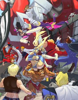 Rule 34 | 6+boys, 6+girls, armored warriors, attack, blodia, breasts, butt stomp, capcom, captain commando, captain commando (character), cleavage, company connection, crossover, cyberbots, demitri maximoff, diepod, drill hair, fighting, final fight, ghost bilstein, halterneck, han juri, head on ass, justice gakuen, kagami kyosuke, ken masters, kicking, large breasts, hsien-ko, leo (warzard), lucia morgan, multiple boys, multiple crossover, multiple girls, rainbow mika, saotome jin, sideboob, sonson, sonson (series), star gladiator, street fighter, street fighter iv (series), twin drills, underboob, darkstalkers, warzard