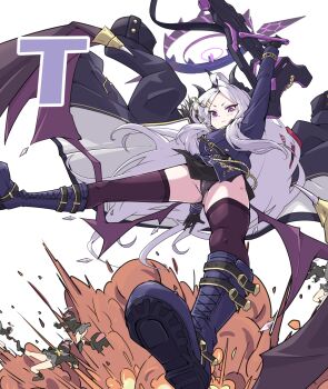 6+girls ahoge among_us armband black_coat black_gloves black_halo black_horns black_panties black_skirt blue_archive blush boots breasts buttoned_cuffs buttons closed_mouth coat coat_on_shoulders demon_girl demon_horns demon_wings doodle_sensei_(blue_archive) explosion forehead from_below gloves gun hair_ornament hairclip halo highres hina_(blue_archive) horns loli long_hair long_sleeves low_wings machine_gun mg42 military_uniform mosuke1221 multiple_girls multiple_horns panties parted_bangs purple_boots purple_eyes purple_thighhighs red_armband sensei_(blue_archive) simple_background skirt sleeve_cuffs small_breasts soles thighhighs thighs underwear v-shaped_eyebrows very_long_hair weapon white_background white_hair wings zettai_ryouiki