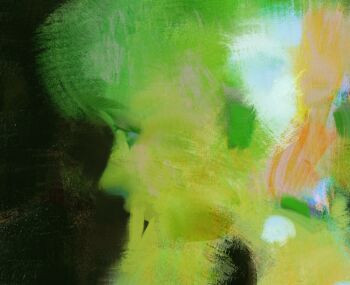 Rule 34 | 1other, abstract, black background, commentary, english commentary, from side, green theme, kun333r, original, portrait, solo