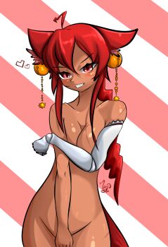 1girl artificial_limb dark_skin highres nude original smile tagme