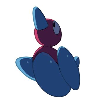 bird black_eyes bright_pupils commentary_request full_body gen_2_pokemon korean_commentary looking_up nintendo no_humans pokemon pokemon_(creature) pokemon_focus porygon2 sach56000 simple_background solo white_pupils