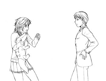 1boy 1girl alligator amagami animal animated animated_gif blood crocodilian fighting_stance formal_clothes miniskirt monochrome punching sakurai_rihoko schneider_(amagami) school_uniform shaded_face sharp_teeth simple_background skirt stuffed_animal stuffed_toy suit sweatdrop tachibana_jun&#039;ichi tears teeth vore yoshida_hajime_(sabo666)