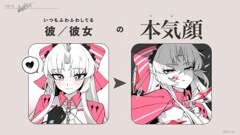 1girl absurdres ahoge black_gloves blood blood_on_face blue_eyes bow carlotta_(wuthering_waves) closed_mouth commentary_request dated earrings glass_shards gloves hair_bow highres jacket jewelry long_hair looking_at_viewer multiple_views parted_bangs partially_colored pink_bow pink_jacket sidelocks signature smile starblame striped_bow translation_request wuthering_waves