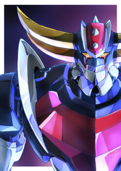 grendizer grendizer_(grendizer_u) grendizer_u highres horns huge_horns looking_at_viewer mazinger_(series) mecha mecha_focus no_humans robot science_fiction super_robot taiga_hiroyuki ufo_robo_grendizer upper_body yellow_eyes