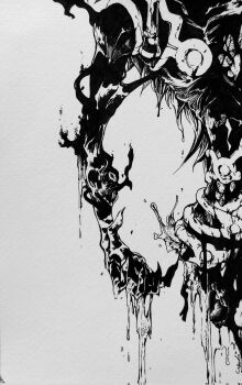 Rule 34 | 1other, greyscale, head out of frame, kandori makoto, monochrome, monster, nintendo, the legend of zelda, the legend of zelda: breath of the wild, traditional media, water, waterblight ganon, wet